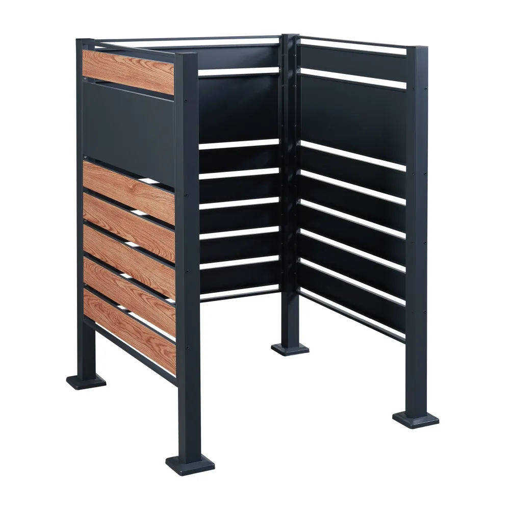Cache-poubelle acier galvanisé 120 x 91 x 91 cm anthracite effet bois 03_0009096