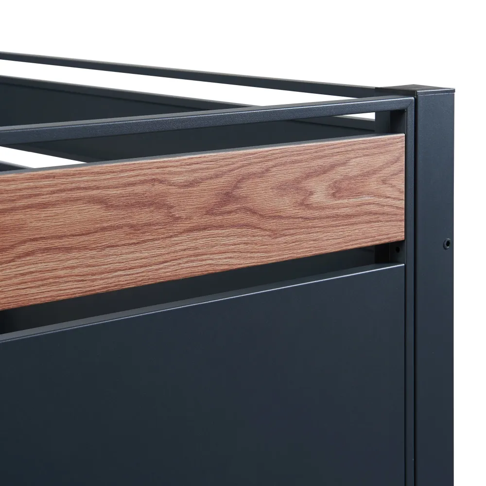 Cache-poubelle acier galvanisé 120 x 91 x 91 cm anthracite effet bois 03_0009096