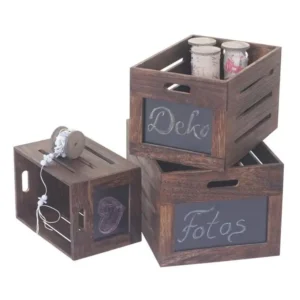Caisse en bois MCW-E11 (set de 3), classique marron