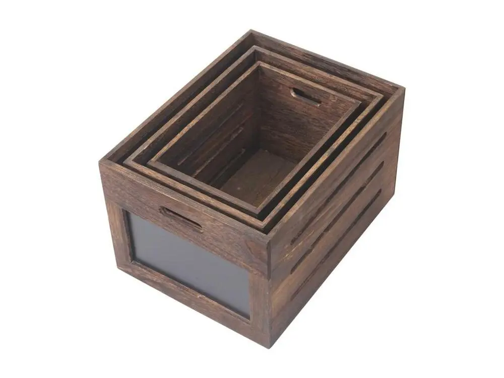 Caisse en bois MCW-E11 (set de 3), classique marron