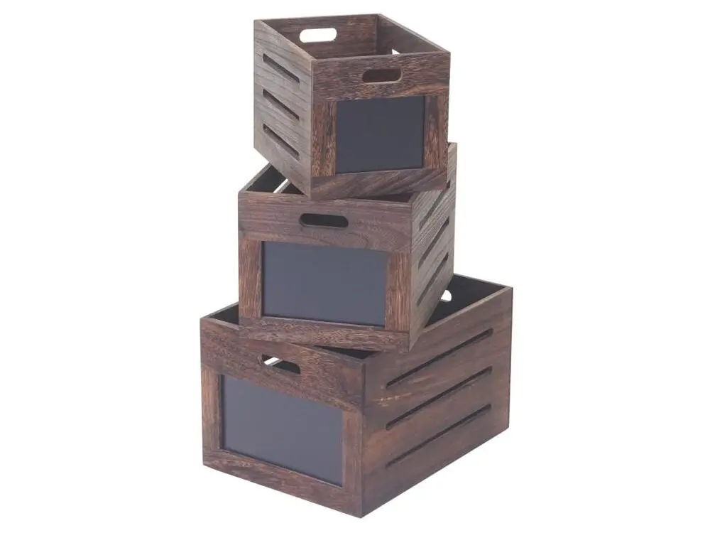 Caisse en bois MCW-E11 (set de 3), classique marron