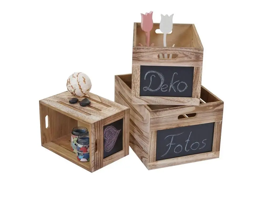 Caisse en bois MCW-E11 (set de 3), couleur bois