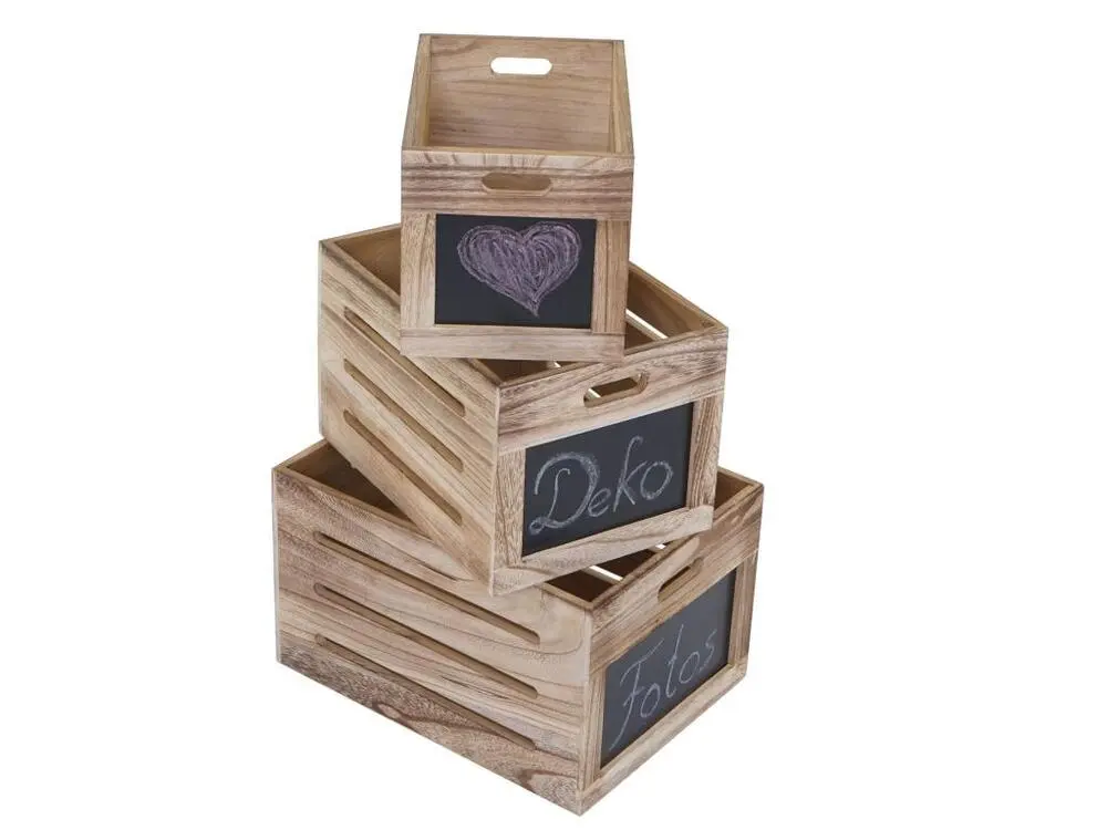Caisse en bois MCW-E11 (set de 3), couleur bois