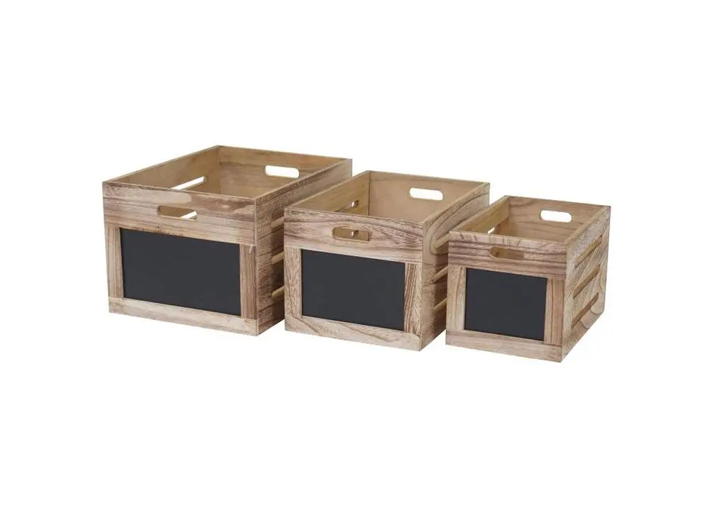 Caisse en bois MCW-E11 (set de 3), couleur bois