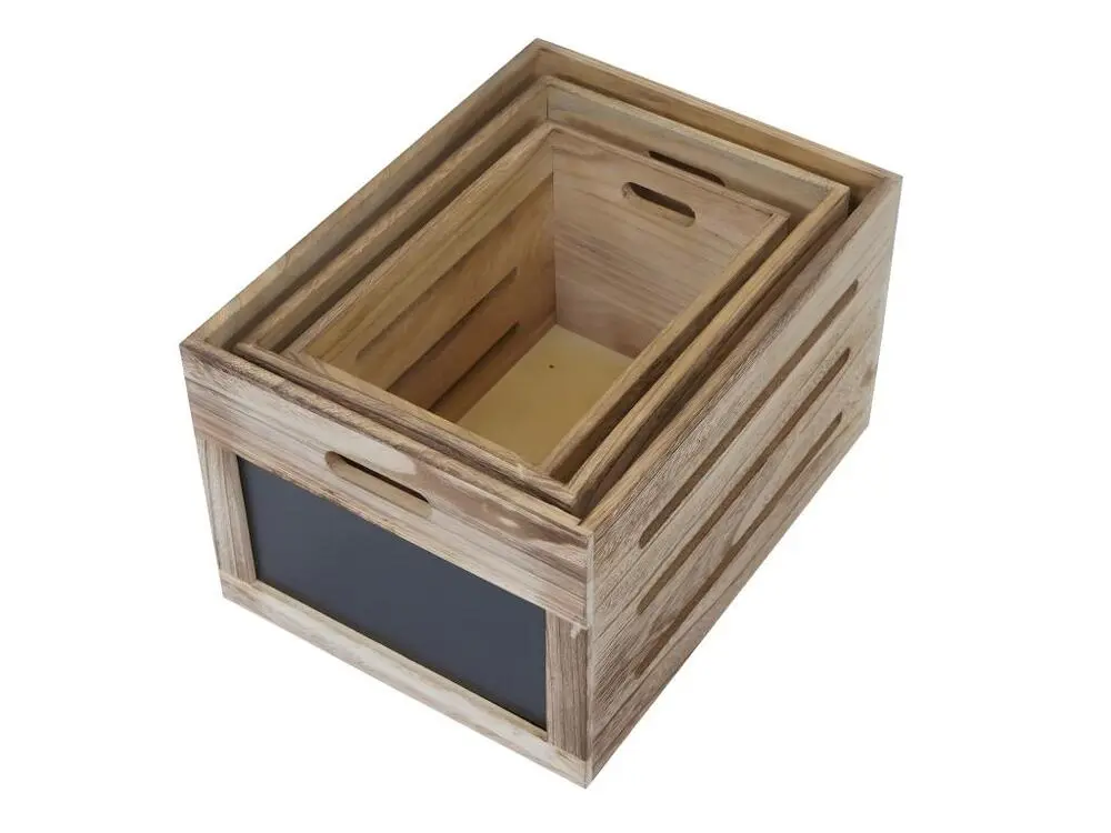 Caisse en bois MCW-E11 (set de 3), couleur bois