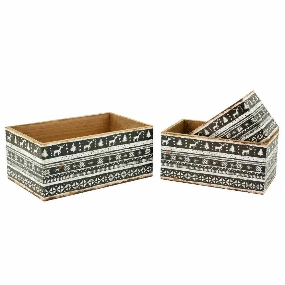 Caisses de rangement en bois et papier verni christmas pour la Gestion des Dépenses