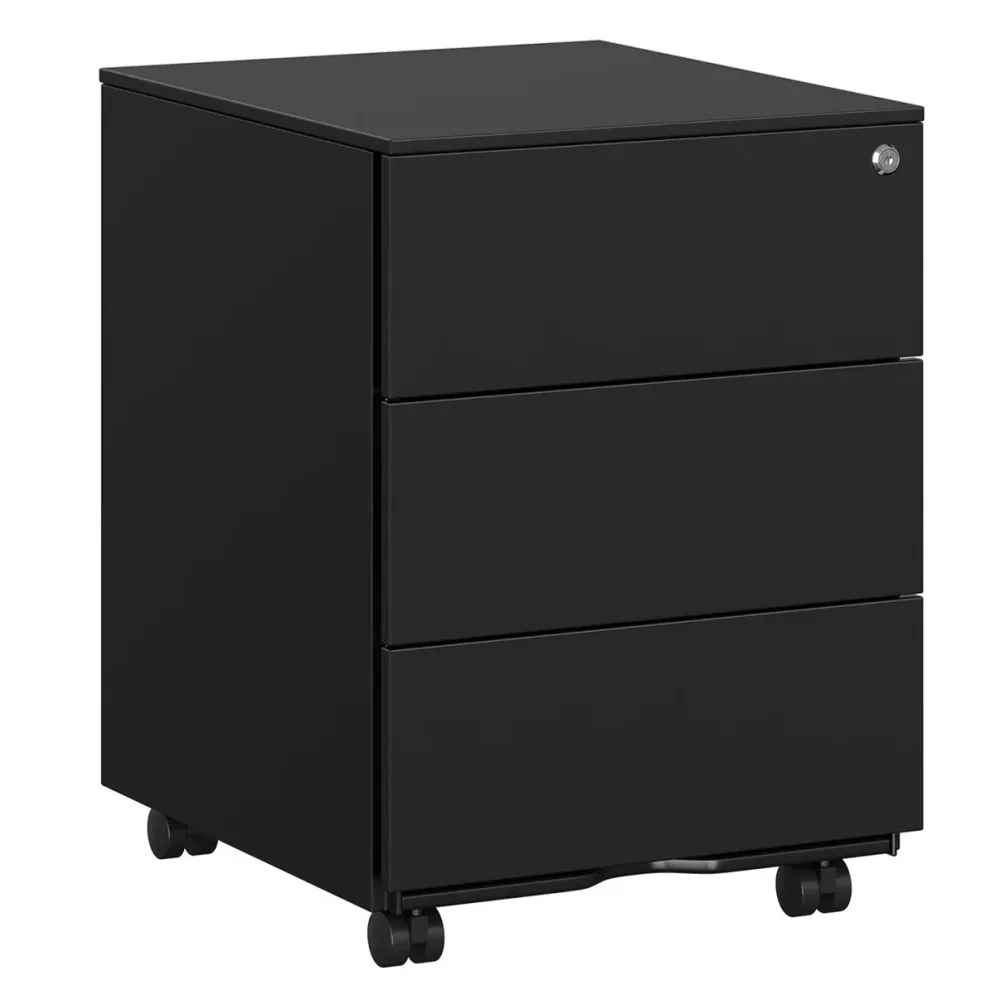 Caisson armoire de bureau mobile verrouillable avec 3 tiroirs rangement de documents papeterie préassemblé pour bureau bur...
