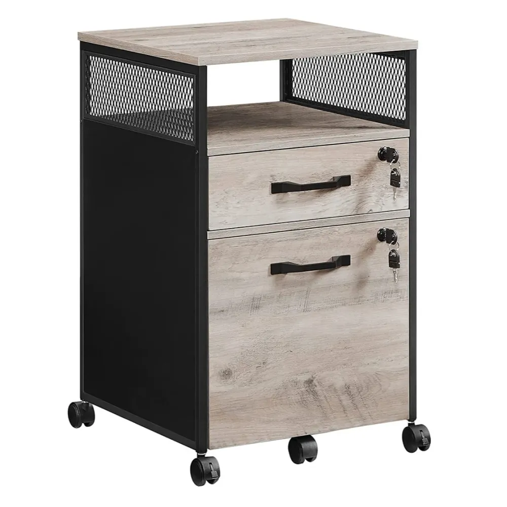 Caisson de bureau avec 2 tiroirs verrouillables meuble de rangement de bureau avec roulettes 41 x 44 x 66 cm compartiment...