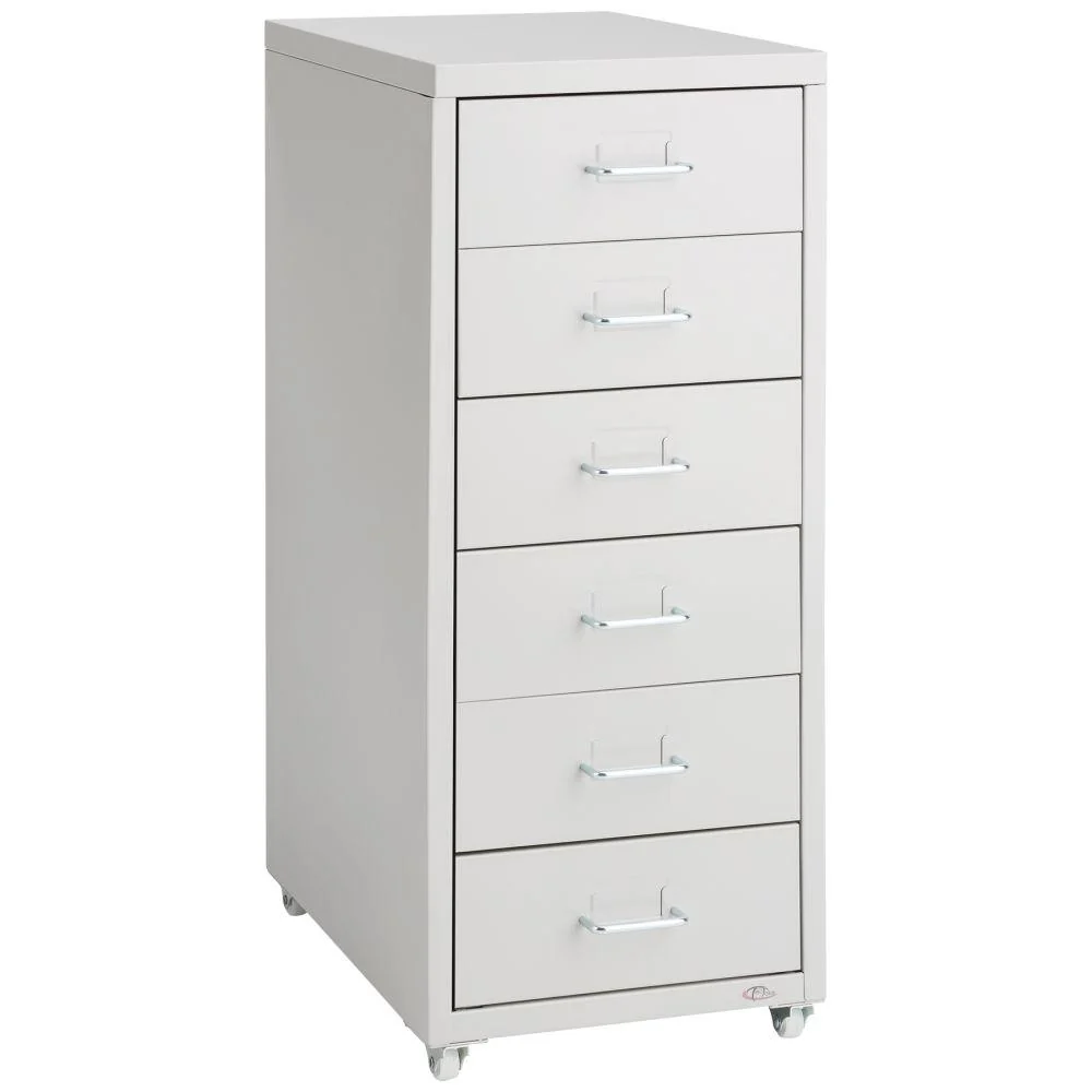 Caisson de bureau 69 cm meuble en métal 6 tiroirs gris évident 08_0000394