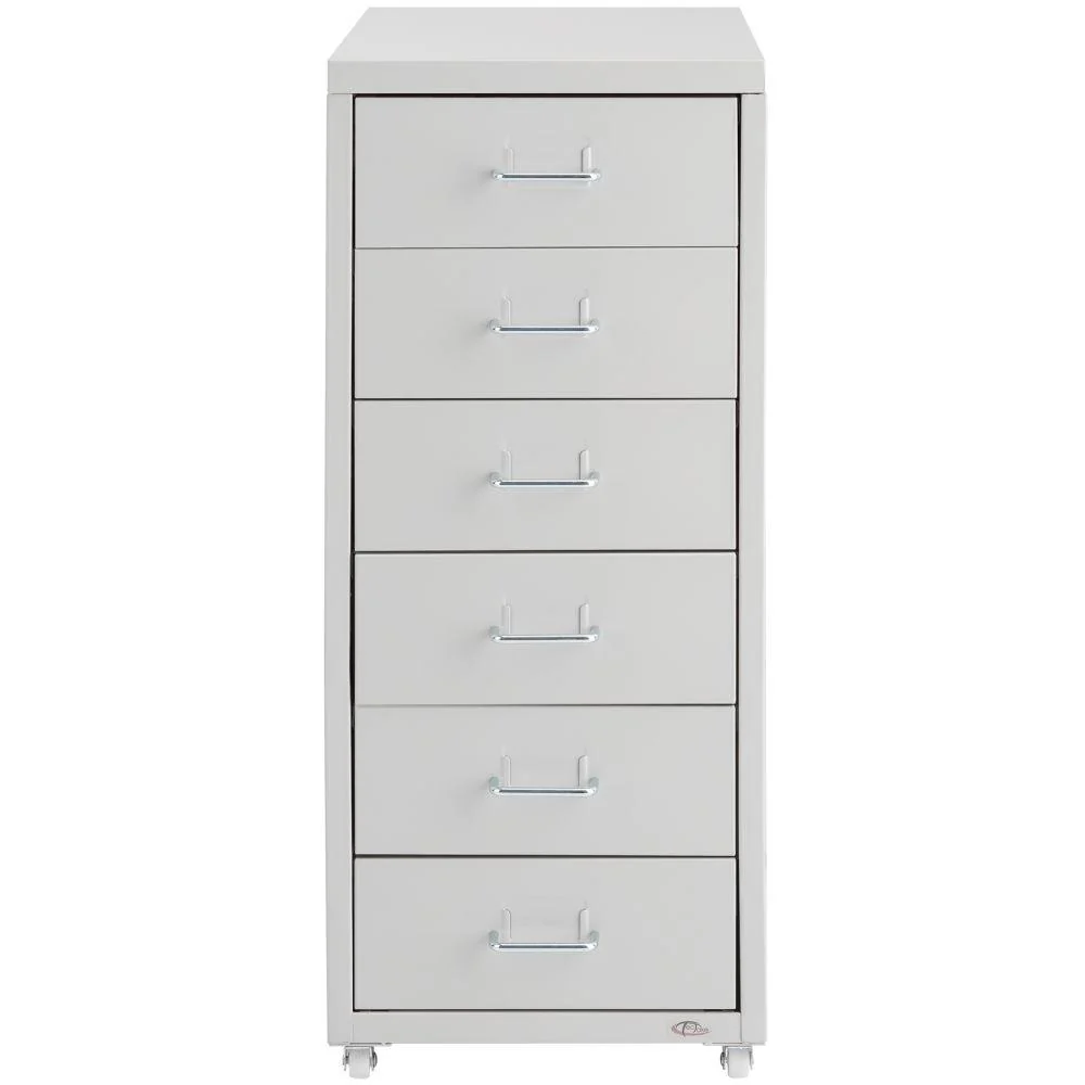 Caisson de bureau 69 cm meuble en métal 6 tiroirs gris évident 08_0000394