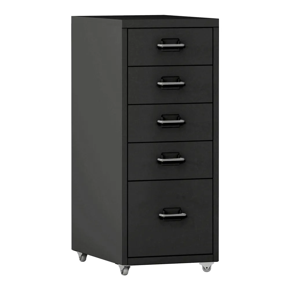 Caisson de bureau meuble de rangement pour documents dossiers fournitures de bureau à roulettes avec 5 tiroirs 69 x 28 x 4...