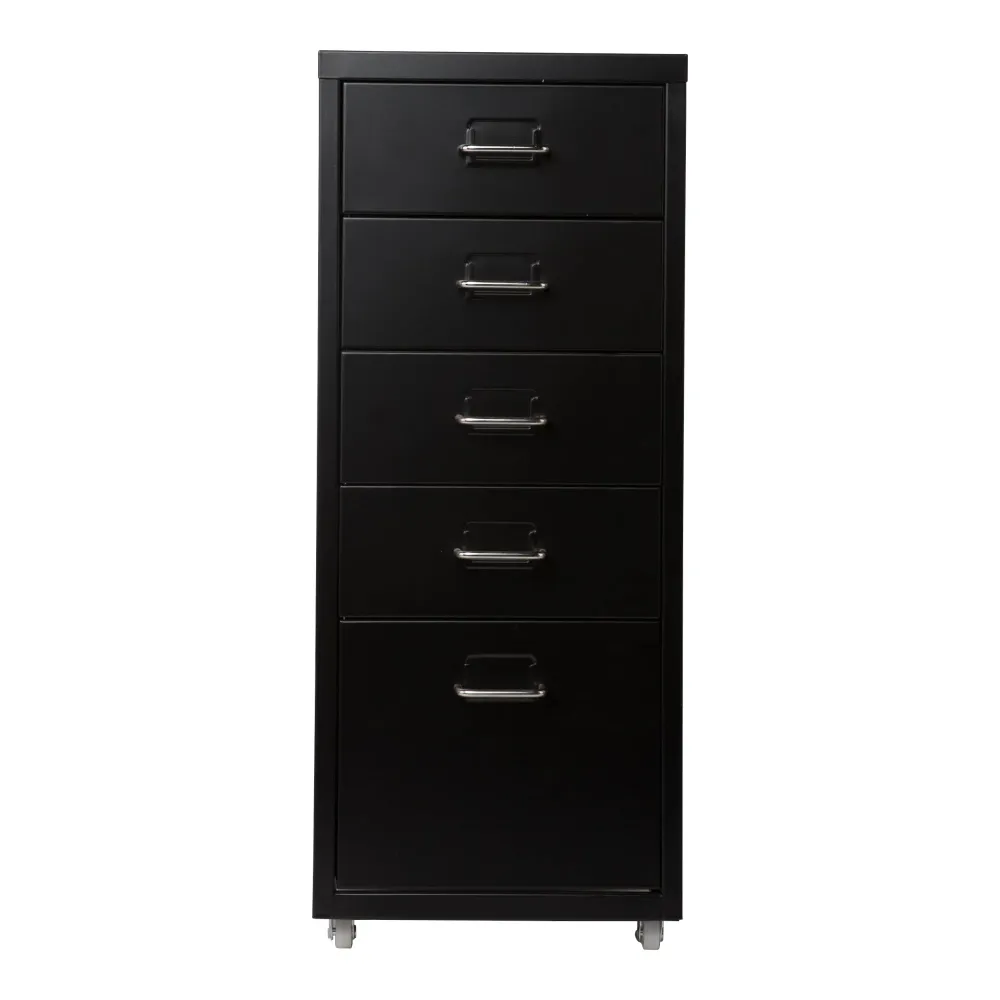 Caisson de bureau meuble de rangement pour documents dossiers fournitures de bureau à roulettes avec 5 tiroirs 69 x 28 x 4...
