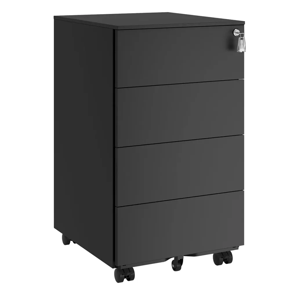 Caisson de bureau mobile verrouillable avec 3 tiroirs rangement de documents papeterie préassemblé pour bureau bureau à do...