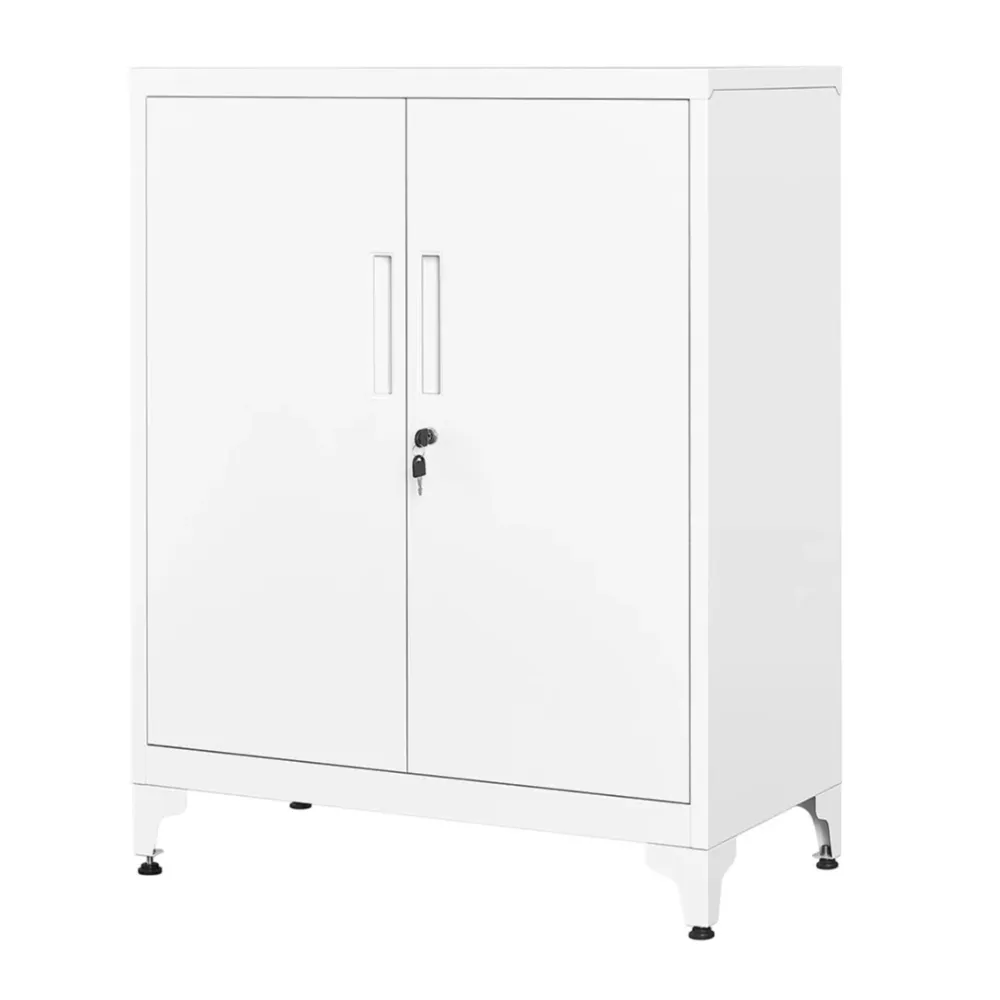 Caisson de bureau placard polyvalent armoire de bureau à 2 portes verrouillable meuble de rangement en acier pour bureau s...