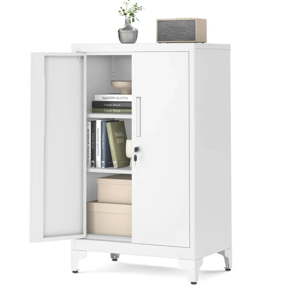 Caisson de bureau placard polyvalent 40 x 60 x 90 cm armoire de bureau à 2 portes verrouillable meuble de rangement en aci...
