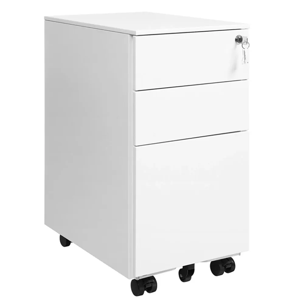 Caisson de bureau à roulettes avec 3 tiroirs et classeur suspendu 30 x 45 x 60 cm armoire de bureau verrouillable pour dos...