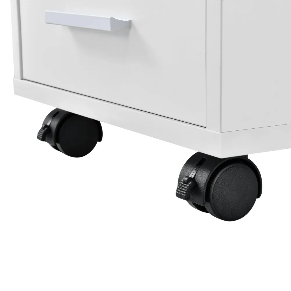 Caisson à roulettes mobile avec 5 tiroirs en MDF 63 cm blanc 03_0001245
