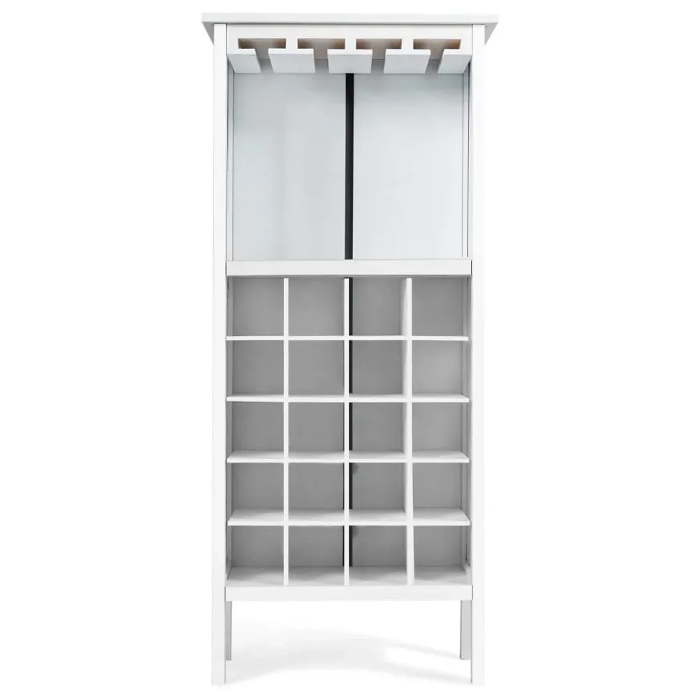 Casier à vin avec étagère flûtes 42 x 24,5 x 96 cm rangement récent polyvalent en MDF blanc 20_0011048