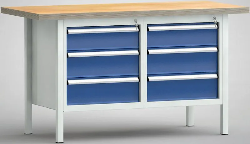 Etabli standard KLW 1500 x 700 x 840 mm avec plateau multiplex en hêtre WS177N-1500M40-E1661 choisir à bas prix