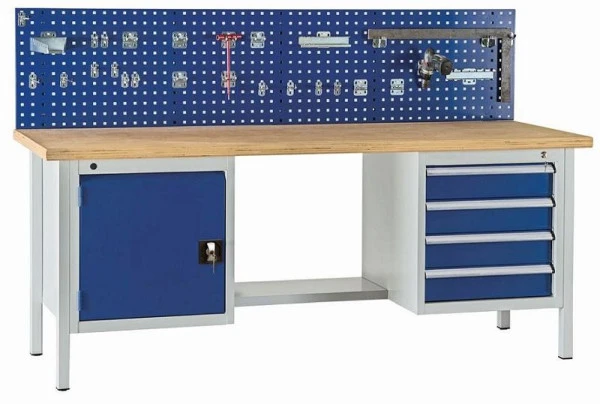 Etabli standard KLW 2000 x 700 x 840 mm avec plateau multiplex en hêtre WS202N-2000M40-E7046 choisir à bas prix