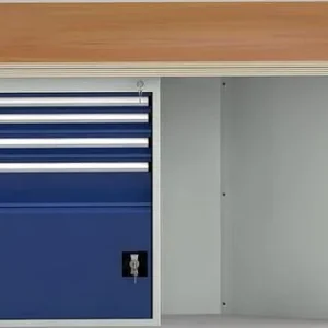 Etabli standard KLW de forme hexagonale avec plateau multiplex en hêtre de forme hexagonale 2338 x 2700 x 40 mm L x l x P...