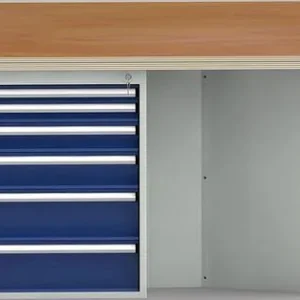 Etabli standard KLW de forme hexagonale avec plateau multiplex en hêtre de forme hexagonale 2338 x 2700 x 40 mm L x l x P...