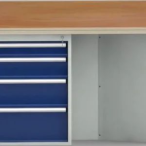 Etabli standard KLW de forme hexagonale avec plateau multiplex en hêtre de forme hexagonale 2338 x 2700 x 40 mm L x l x P...