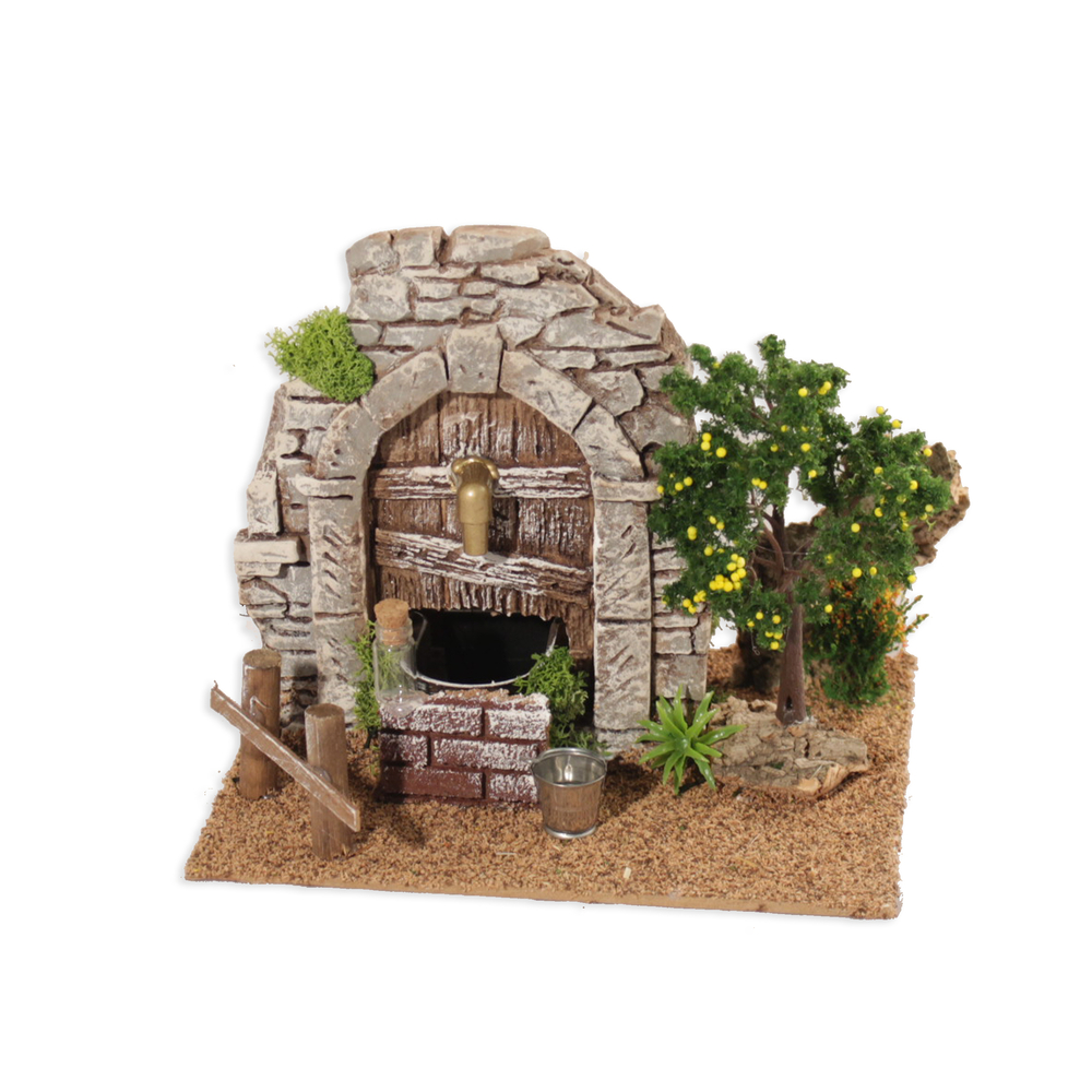 Fontaine électique en platre avec citronnier 18x15x16 CM Bertoni