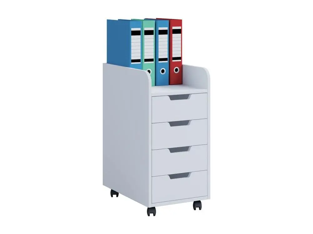 Konal Portatif Commode de rangement d'archives, 1 plateau et 4 tiroirs, blanc.