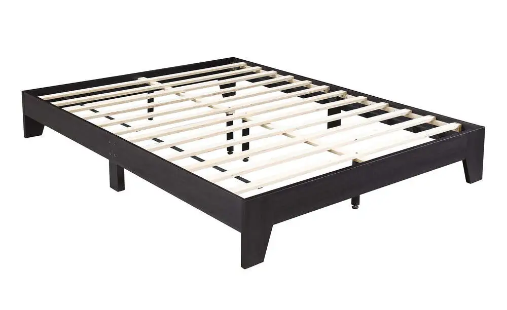 Lit Plateforme En Bois D'Essence Et Placage - Support De Matelas Inclus, Couleur Espresso