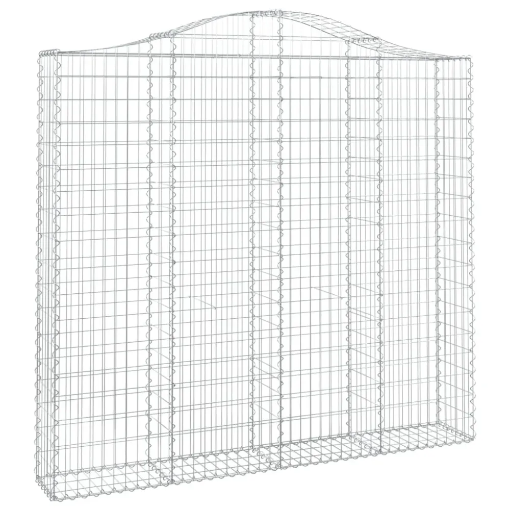Lot de 4 paniers à gabions clôture cage mur de soutènement arqués 200 x 30 x 180/200 cm fer galvanisé Argent 02_0041426