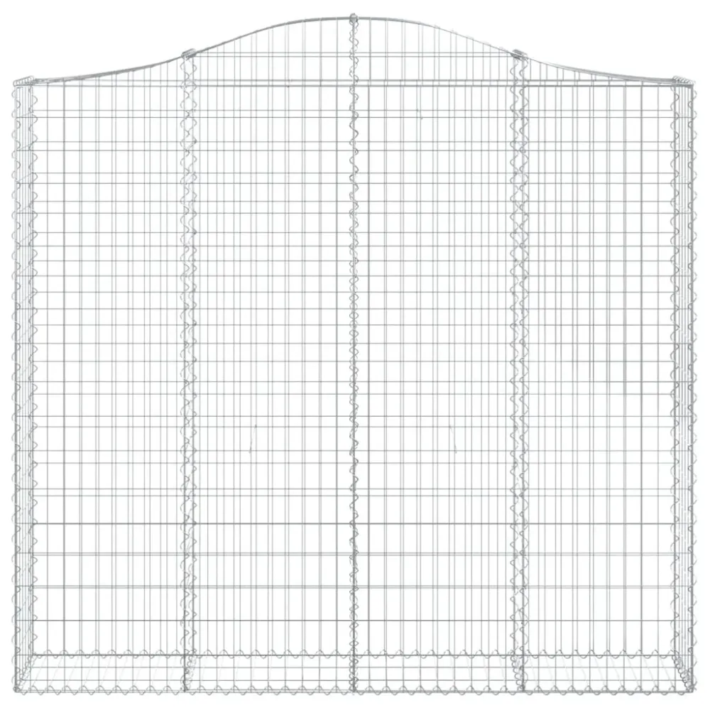Lot de 4 paniers à gabions clôture cage mur de soutènement arqués 200 x 30 x 180/200 cm fer galvanisé Argent 02_0041426