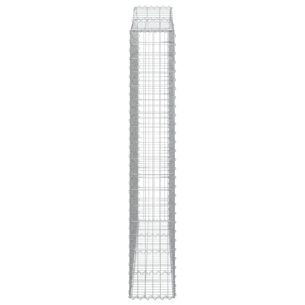 Lot de 4 paniers à gabions clôture cage mur de soutènement arqués 200 x 30 x 180/200 cm fer galvanisé Argent 02_0041426