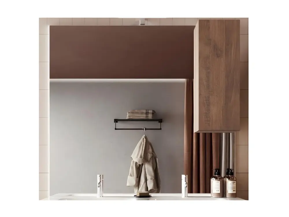 Miroir design avec rangement, 80x110 cm, collection FRASSI, coloris chêne net Organisation Mensuelle