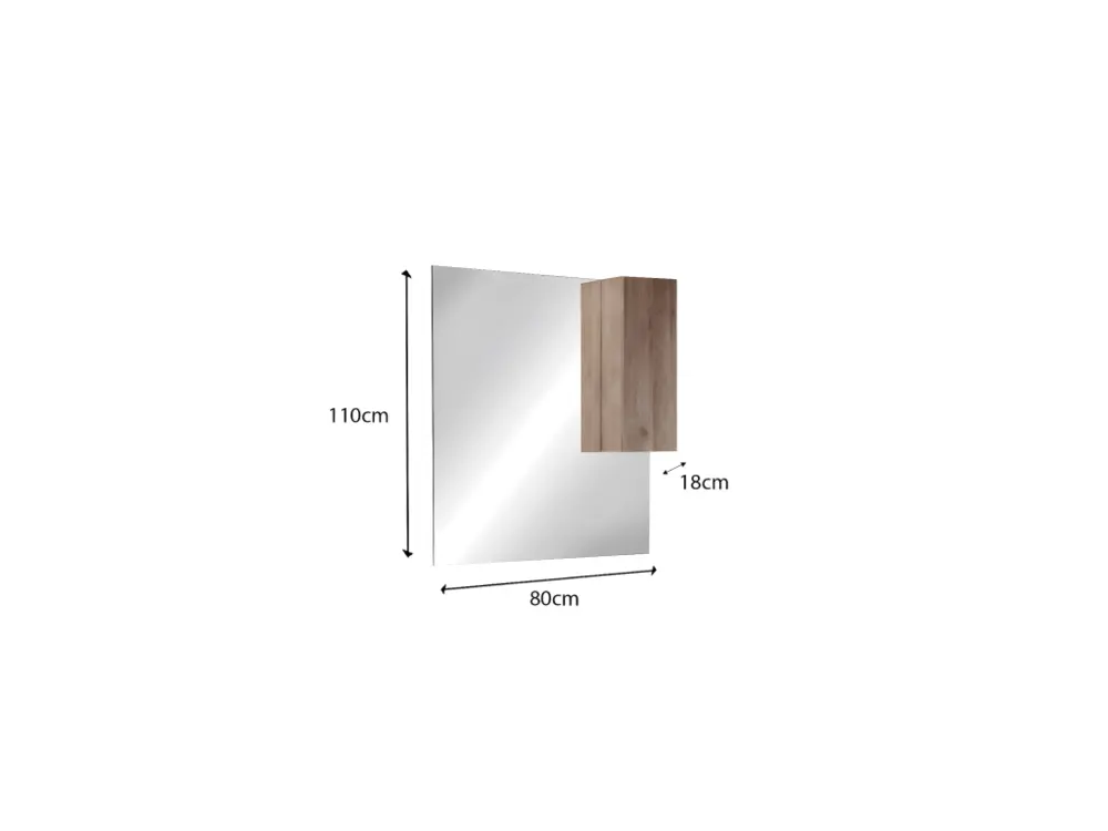 Miroir design avec rangement, 80x110 cm, collection FRASSI, coloris chêne net Organisation Mensuelle