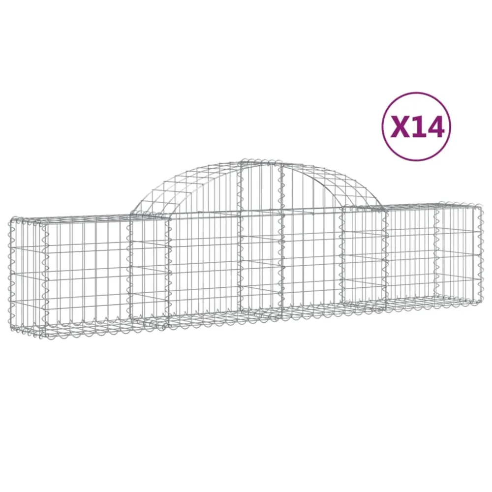 Paniers à gabions clôture cage mur de soutènement arqués 1lot de 4 200 x 30 x 40/60 cm fer galvanisé Argent 02_0040568