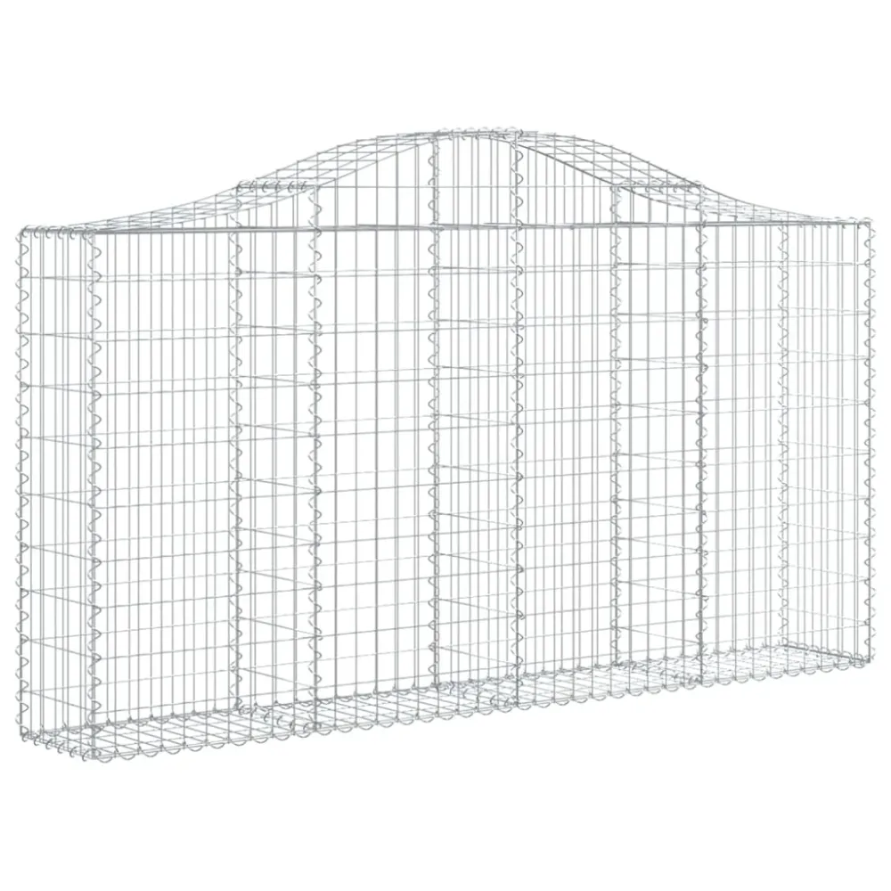 Paniers à gabions clôture cage mur de soutènement arqués 18 pcs 200 x 30 x 100/120 cm fer galvanisé Argent 02_0040486