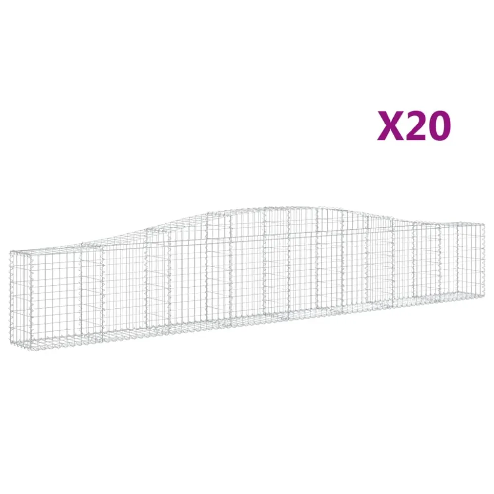 Paniers à gabions clôture cage mur de soutènement arqués 20 pcs 400 x 30 x 60/80 cm fer galvanisé Argent 02_0040639
