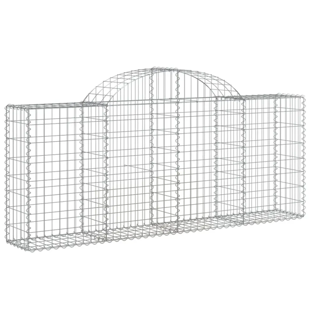 Paniers à gabions clôture cage mur de soutènement arqués 25 pcs 200 x 30 x 80/100 cm fer galvanisé Argent 02_0040670