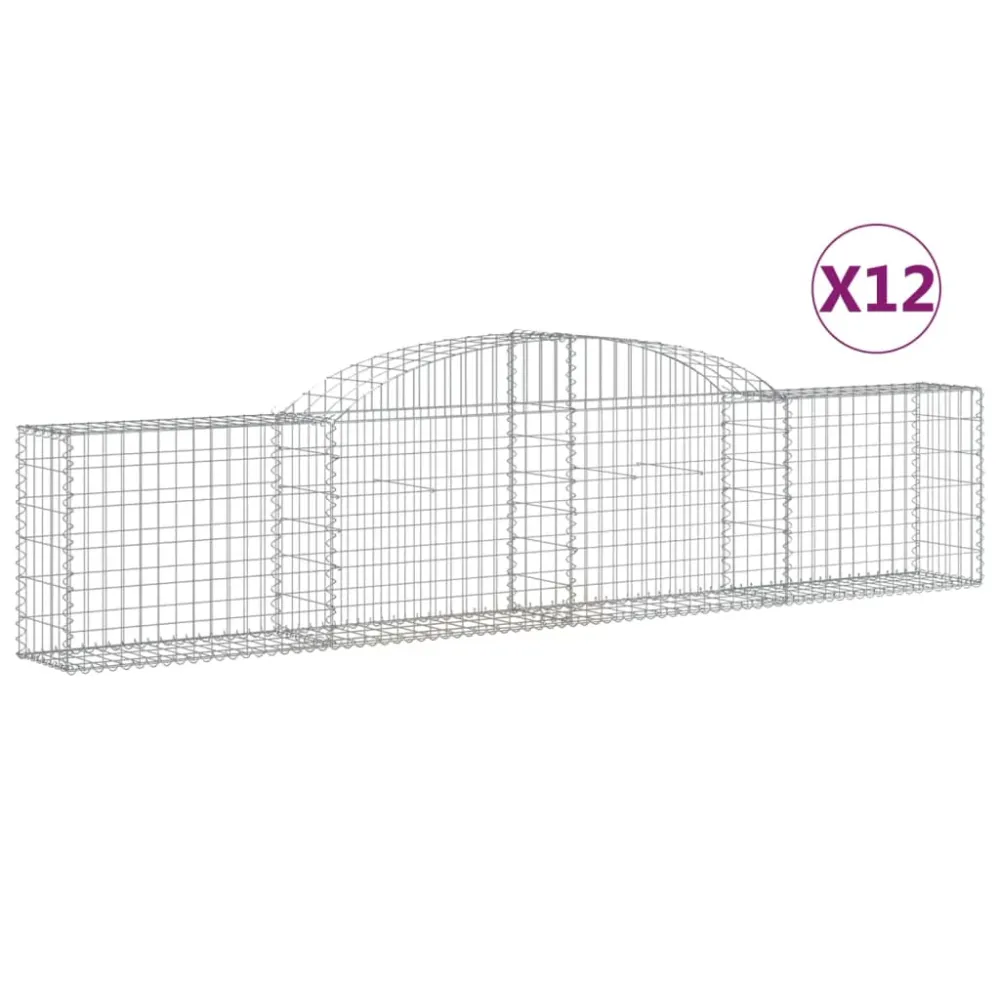 Paniers à gabions clôture cage mur de soutènement arqués 1lot de 2 300 x 30 x 60/80 cm fer galvanisé Argent 02_0040549