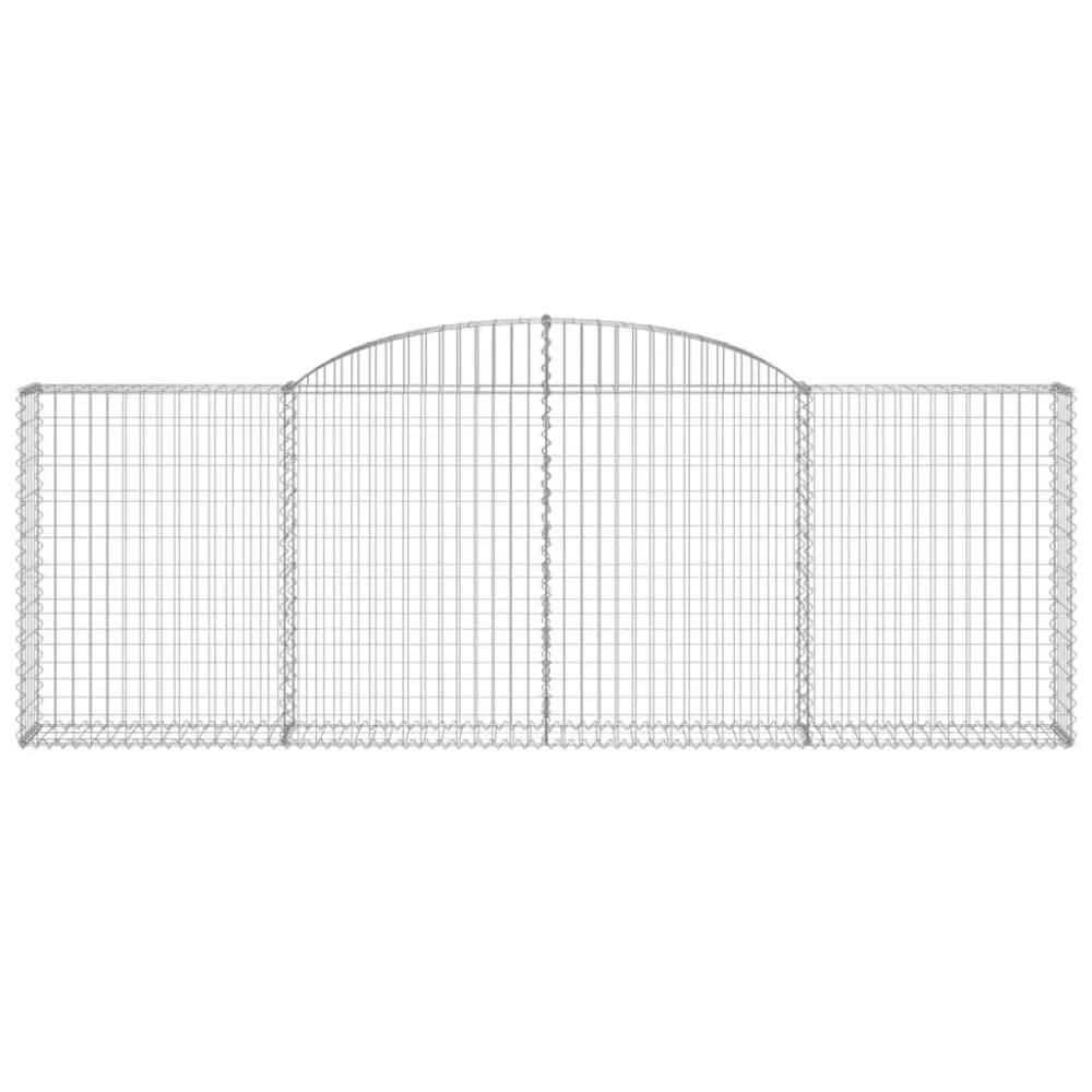 Paniers à gabions clôture cage mur de soutènement arqués 15 pcs 300 x 30 x 100/120 cm fer galvanisé Argent 02_0040428