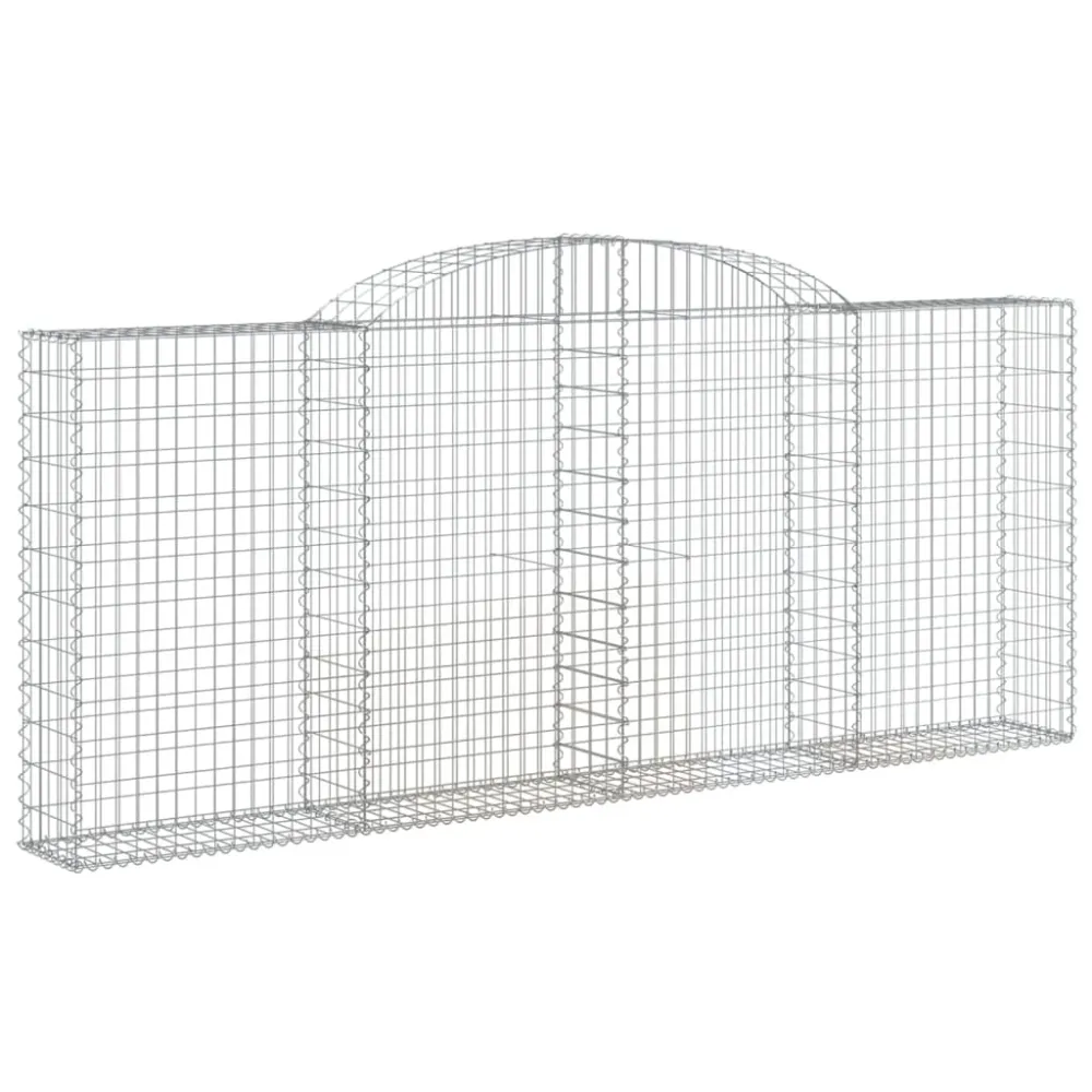 Paniers à gabions clôture cage mur de soutènement arqués 10 pcs 300 x 30 x 120/140 cm fer galvanisé Argent 02_0040255