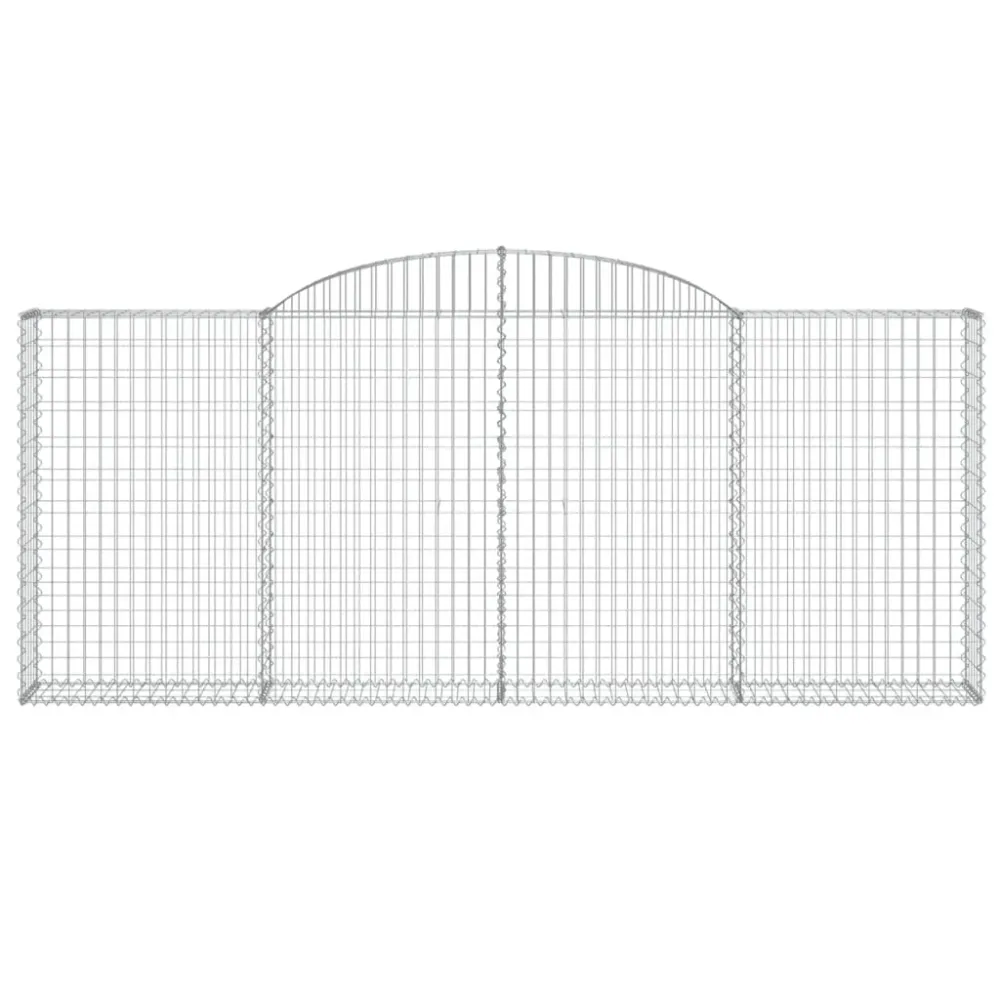 Paniers à gabions clôture cage mur de soutènement arqués 10 pcs 300 x 30 x 120/140 cm fer galvanisé Argent 02_0040255