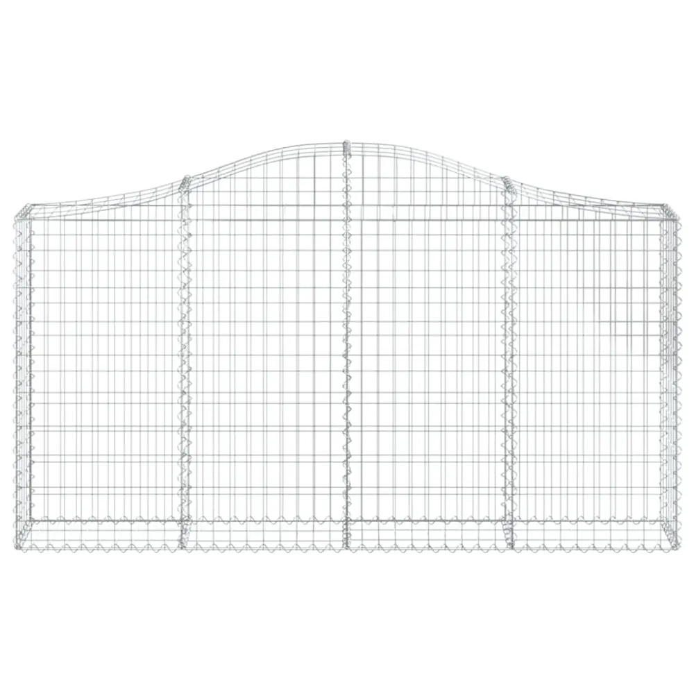 Paniers à gabions clôture cage mur de soutènement arqués 1lot de 4 200 x 30 x 100/120 cm fer galvanisé Argent 02_0040559