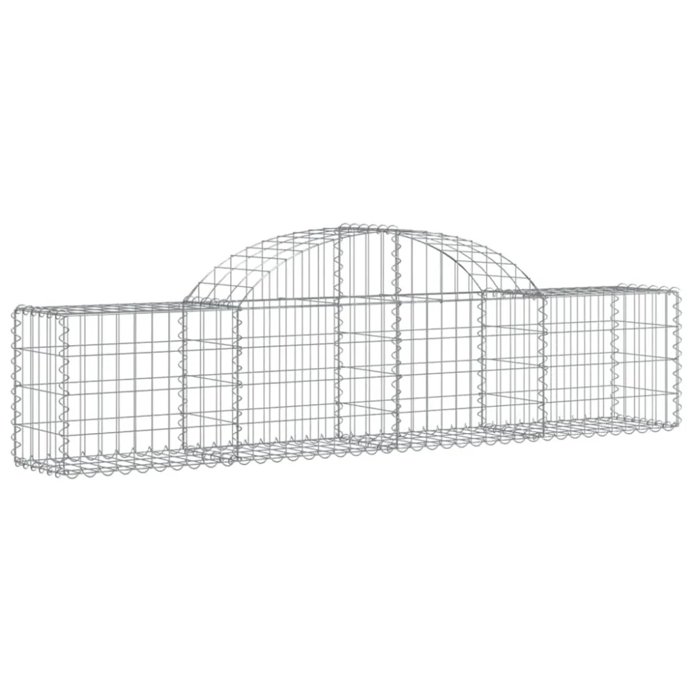 Paniers à gabions clôture cage mur de soutènement arqués 1lot de 4 200 x 30 x 40/60 cm fer galvanisé Argent 02_0040568