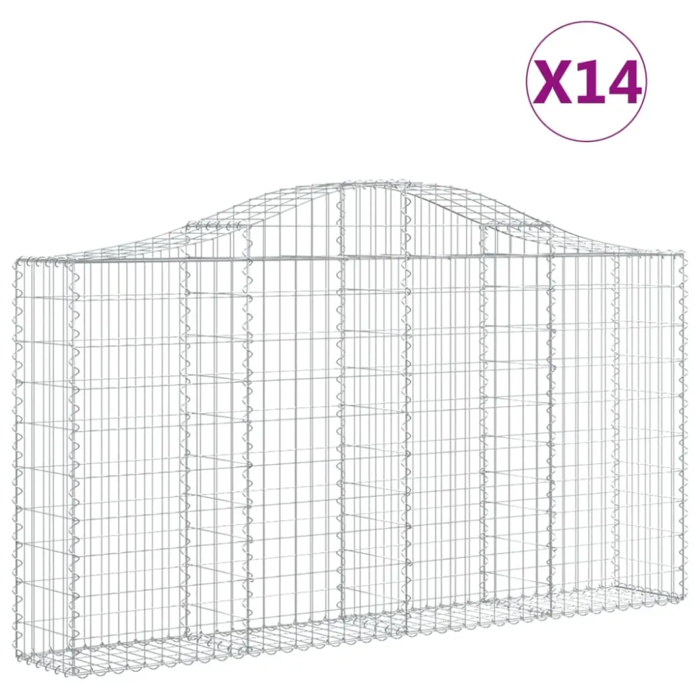 Paniers à gabions clôture cage mur de soutènement arqués 1lot de 4 200 x 30 x 100/120 cm fer galvanisé Argent 02_0040559