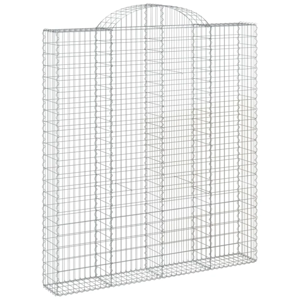Paniers à gabions clôture cage mur de soutènement arqués 6 pcs 200 x 30 x 220/240 cm fer galvanisé Argent 02_0040988