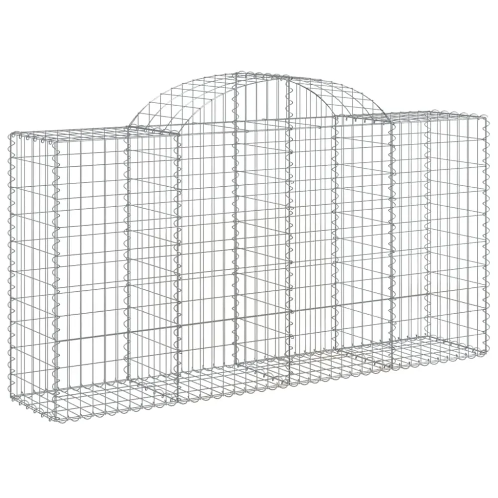 Paniers à gabions clôture cage mur de soutènement arqués 20 pcs 200 x 50 x 100/120 cm fer galvanisé Argent 02_0040601