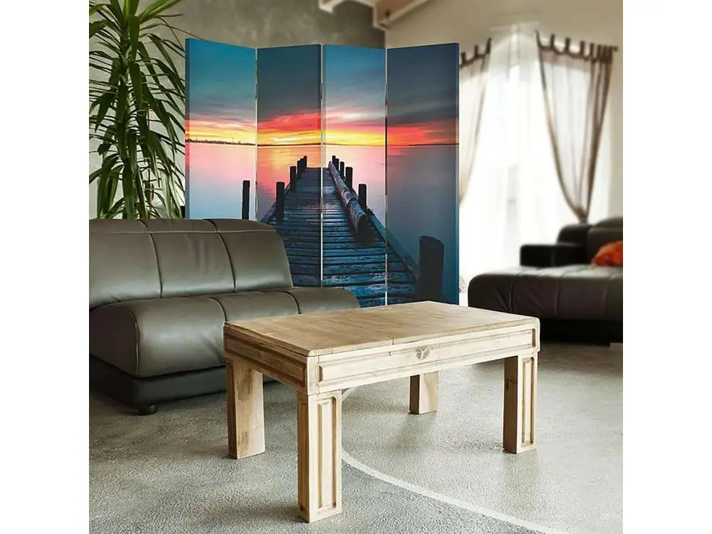 Paravent plate-forme 4 des panneaux 2 4 volets - 145 x 150 cm - 2 faces R° V° + rotation 360°