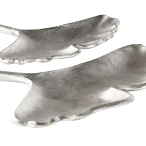 Set de 2 plateaux décoratifs feuille aluminium argenté PALENQUE